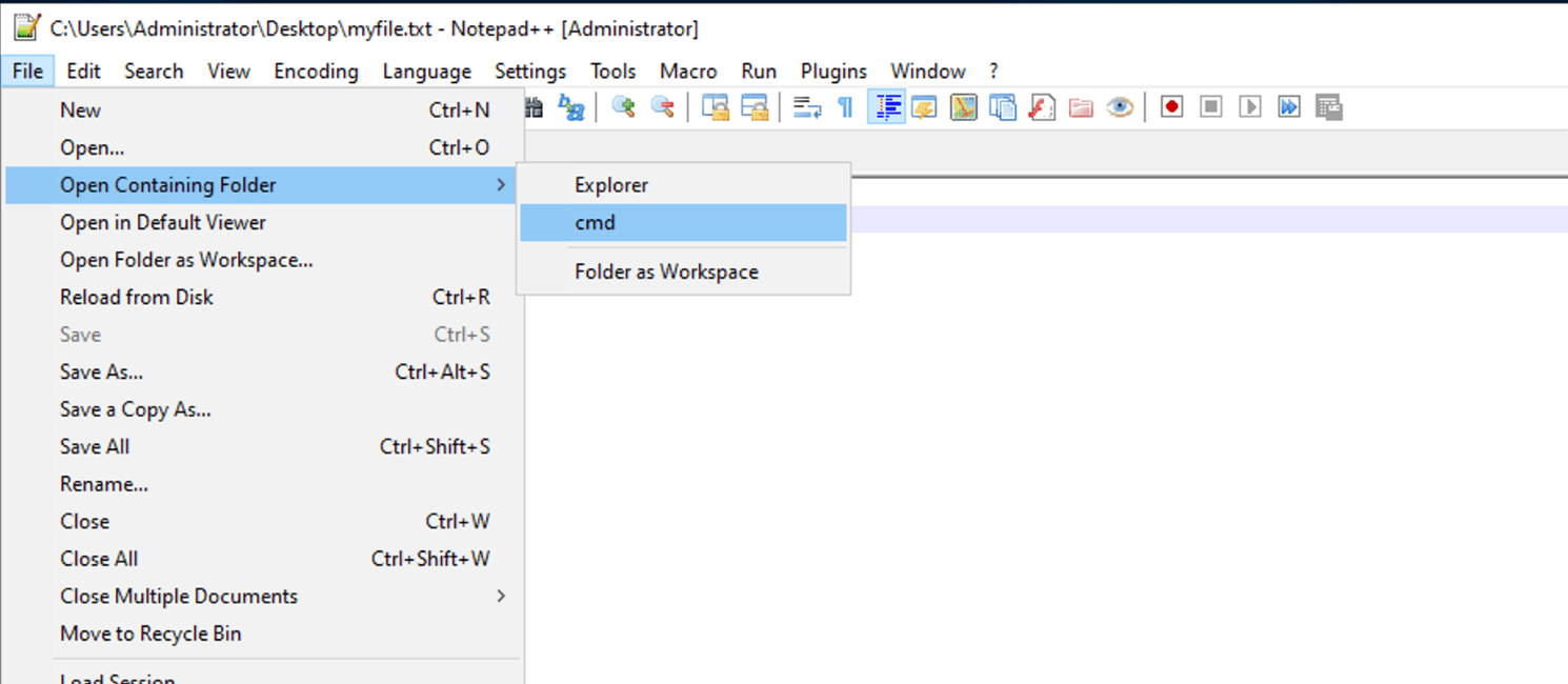 How to open CMD for current file/folder location in Notepad++